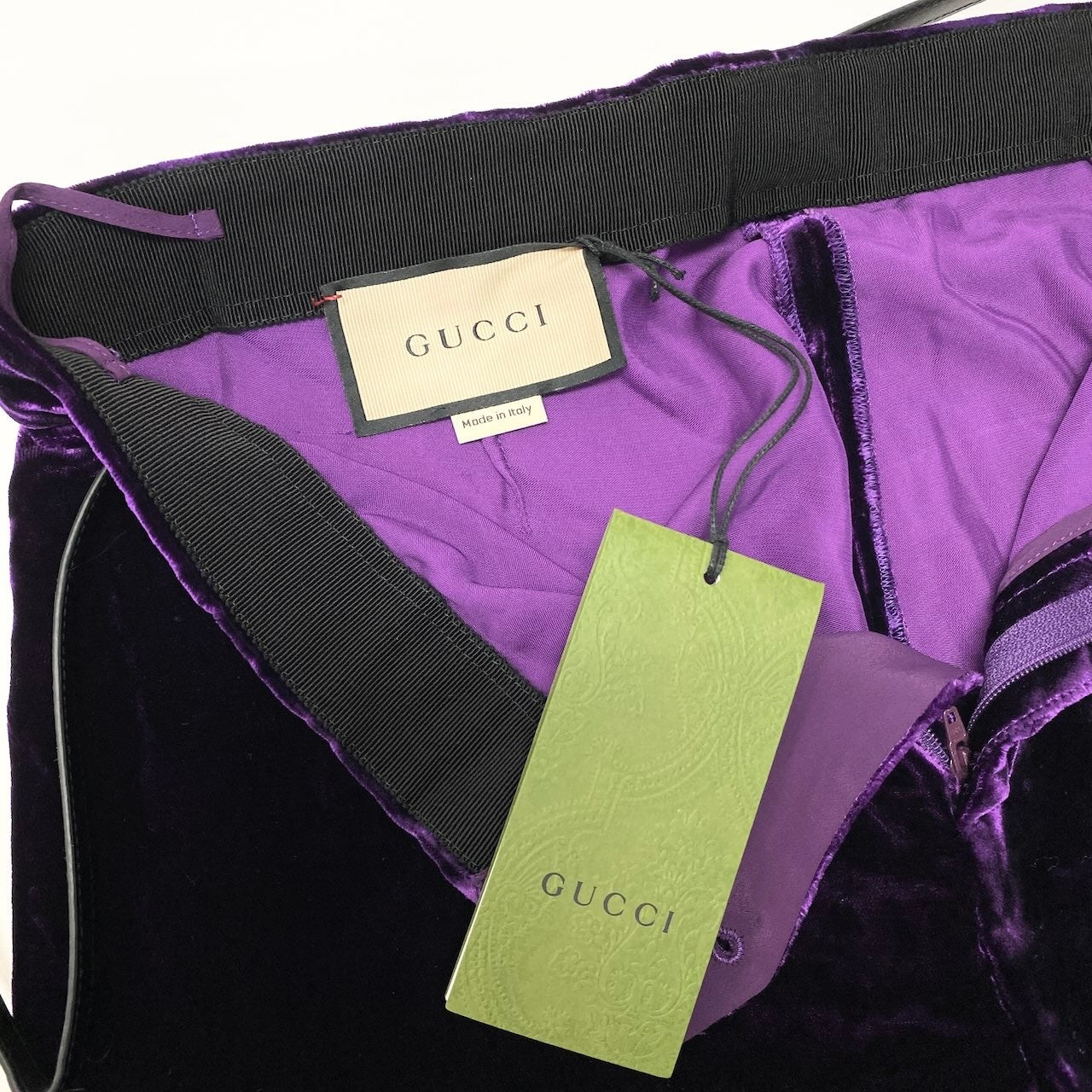 Ae10 【新品保管品】GUCCI ホースビット ベロアパンツ ギャザーデザイン 42サイズ パープル メンズ 男性用k02i