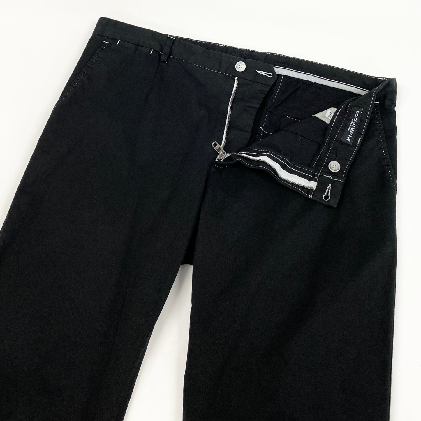 48d16 DOLCE＆GABBANA ドルチェアンドガッバーナ サイドライン スラックスパンツ テーパードパンツ 伸縮ストレッチ ボトムス サイズ54 ブラック メンズ 紳士服u02t
