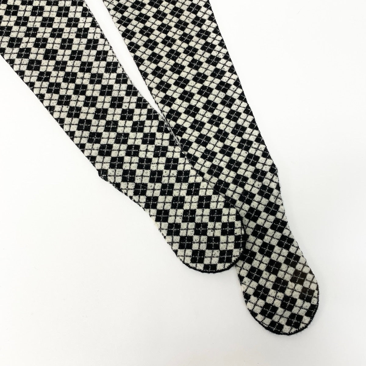 51e19 【未使用保管品】 CHANEL シャネル ニットパンツ タイツ ココマーク アーガイル柄 サイズS ブラック ホワイト レディース 女性用u02t