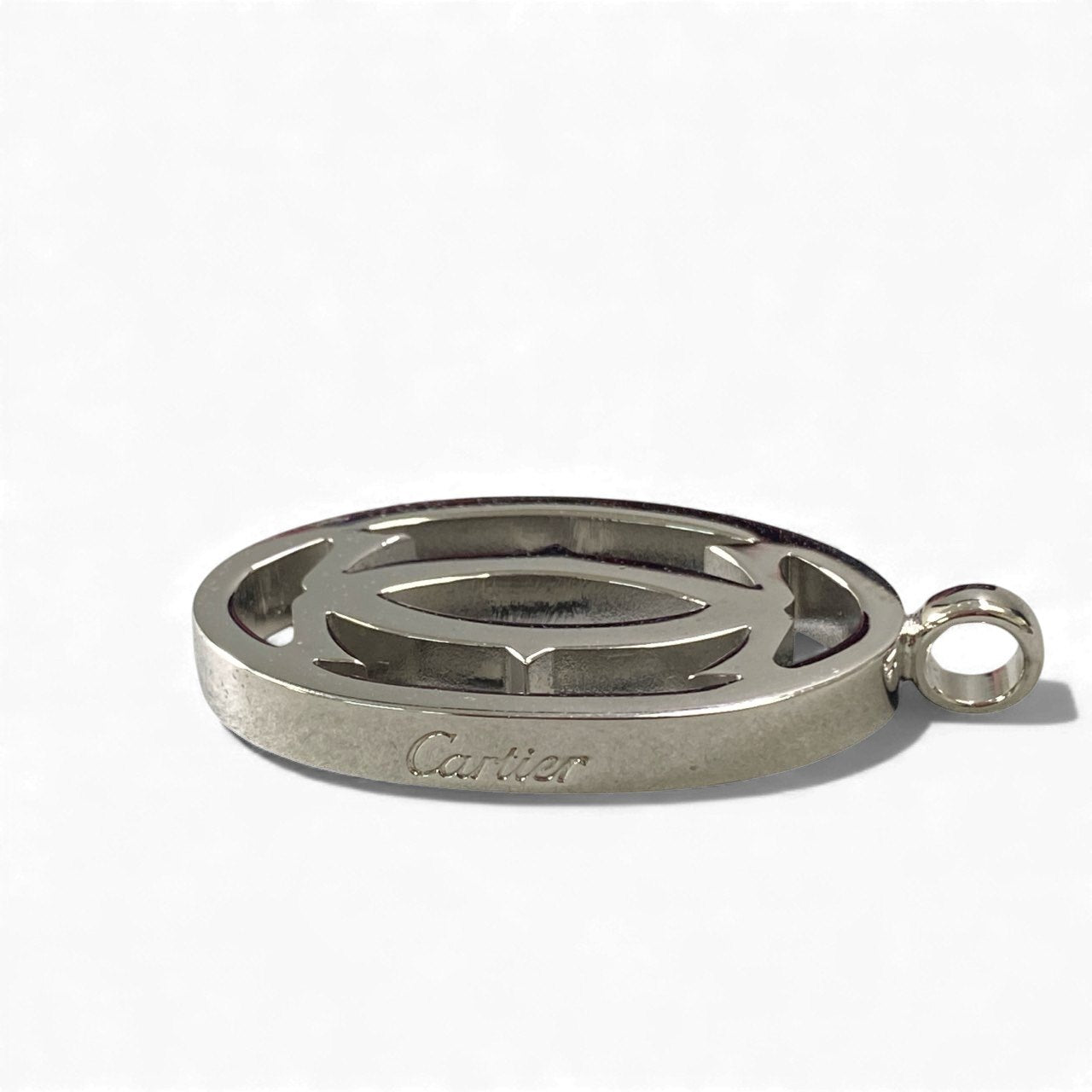 《美品》 Cartier カルティエ 2C ロゴ ペンダントトップ チャーム シルバー 箱付き アクセサリー ネックレス ジュエリーt18r