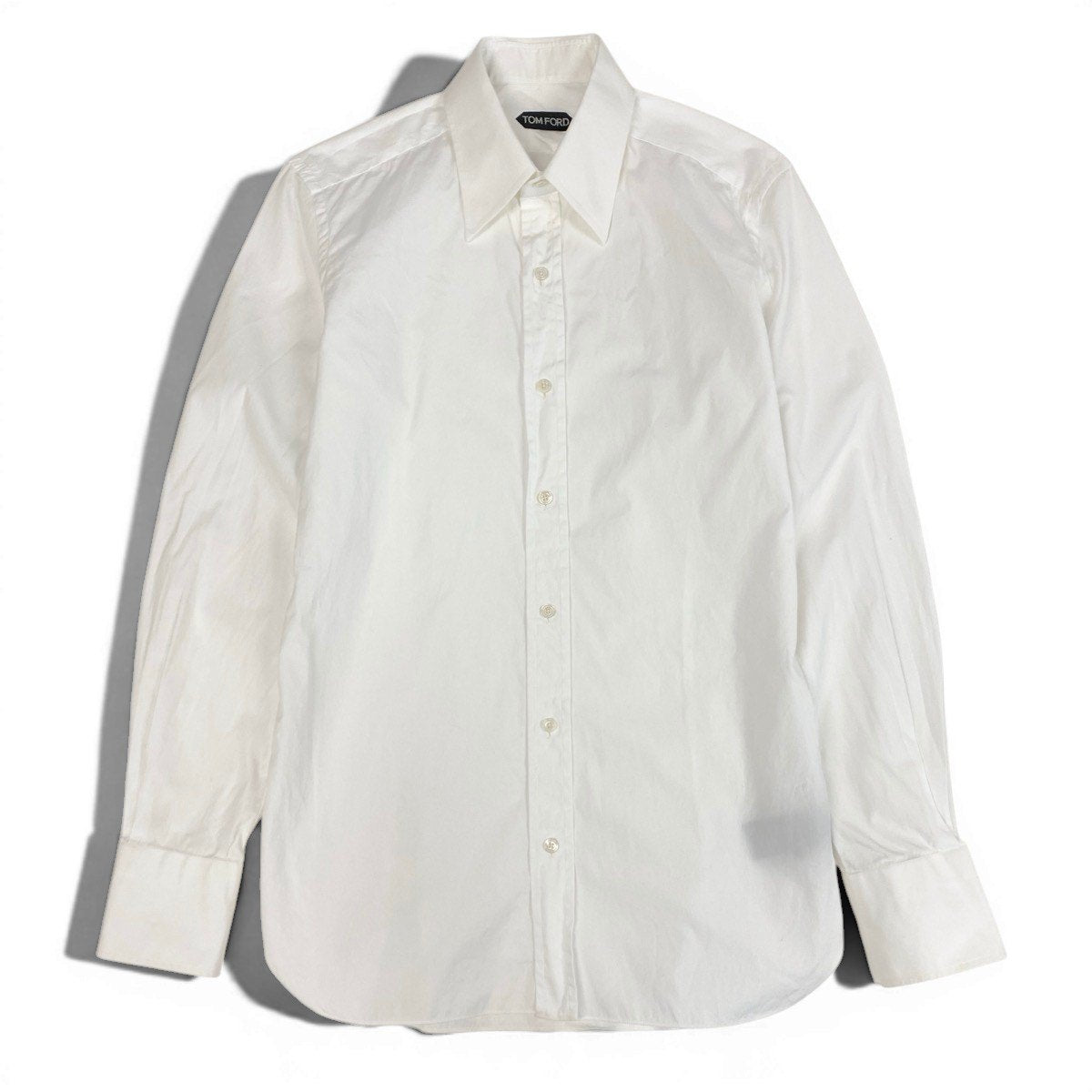 30f6 ③ TOM FORD トムフォード 長袖シャツ コットンシャツ ビジネス サイズ 39-15 1/2 無地 ホワイト コットン100％ メンズ 紳士靴u02t