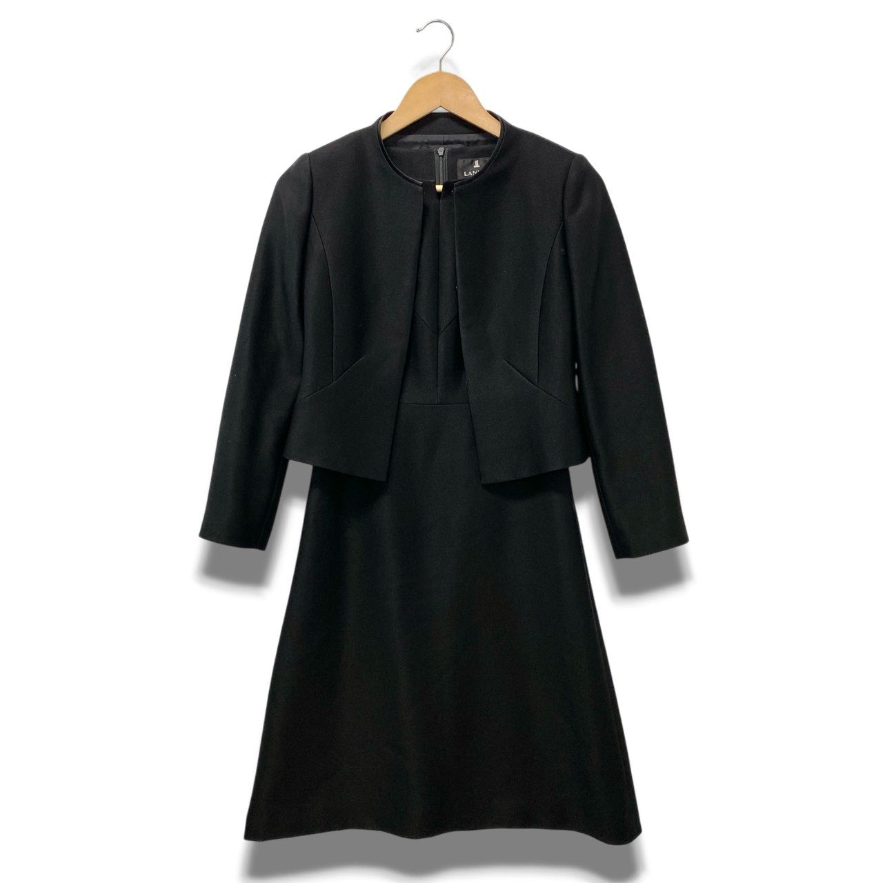 12b19《美品》 LANVIN ランバン 東京ソワール社製 ブラックフォーマル ジャケット ワンピース 冠婚葬祭 34 ブラック レディースu02t