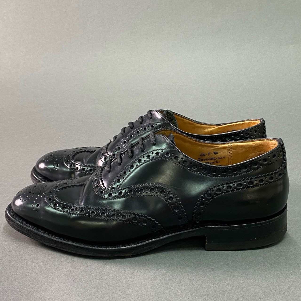 1g8 Scotch Grain スコッチグレイン BURWOOD インペリアルフランス ウイングチップ ドレスシューズ 6.5 ブラック レザー メダリオン