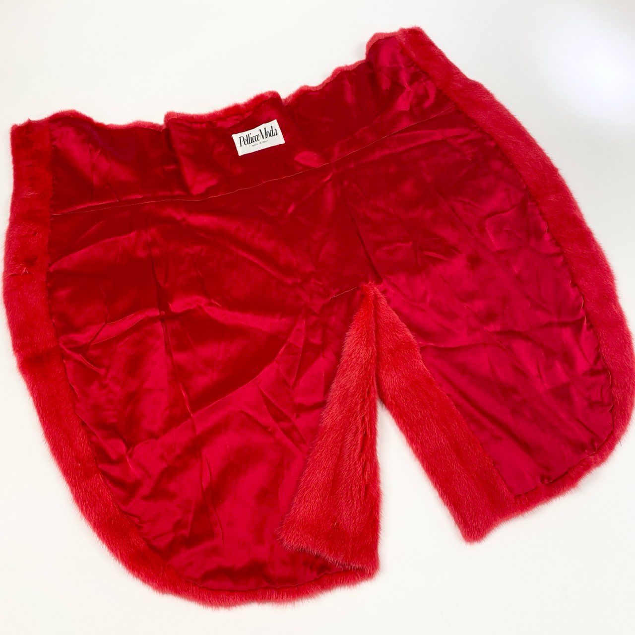 20k2《超希少》 Pellicce Moda ペリーチェモーダ 染めミンク チューブトップ ワンピース レッド 最高級本毛皮 MINK FUR ドレスt18r