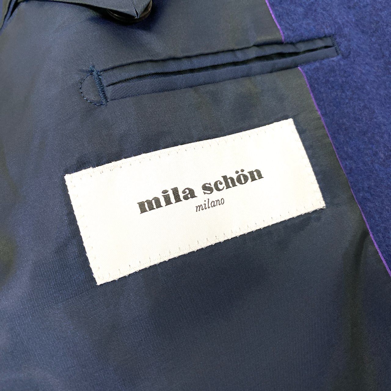 66l1 《美品》 mila schon ミラショーン カシミヤジャケット テーラードジャケット 2B メンズ 紳士服 ブルー カシミア100％u02t