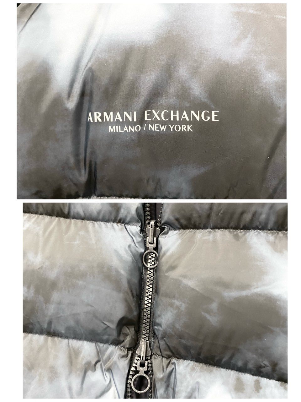 69c2 ARMANI EXCHANGE アルマーニエクスチェンジ リバーシブル ダウンジャケット ジャンパー 2way ダブルジップ メンズ 紳士服 Lサイズ ネイビーu02t