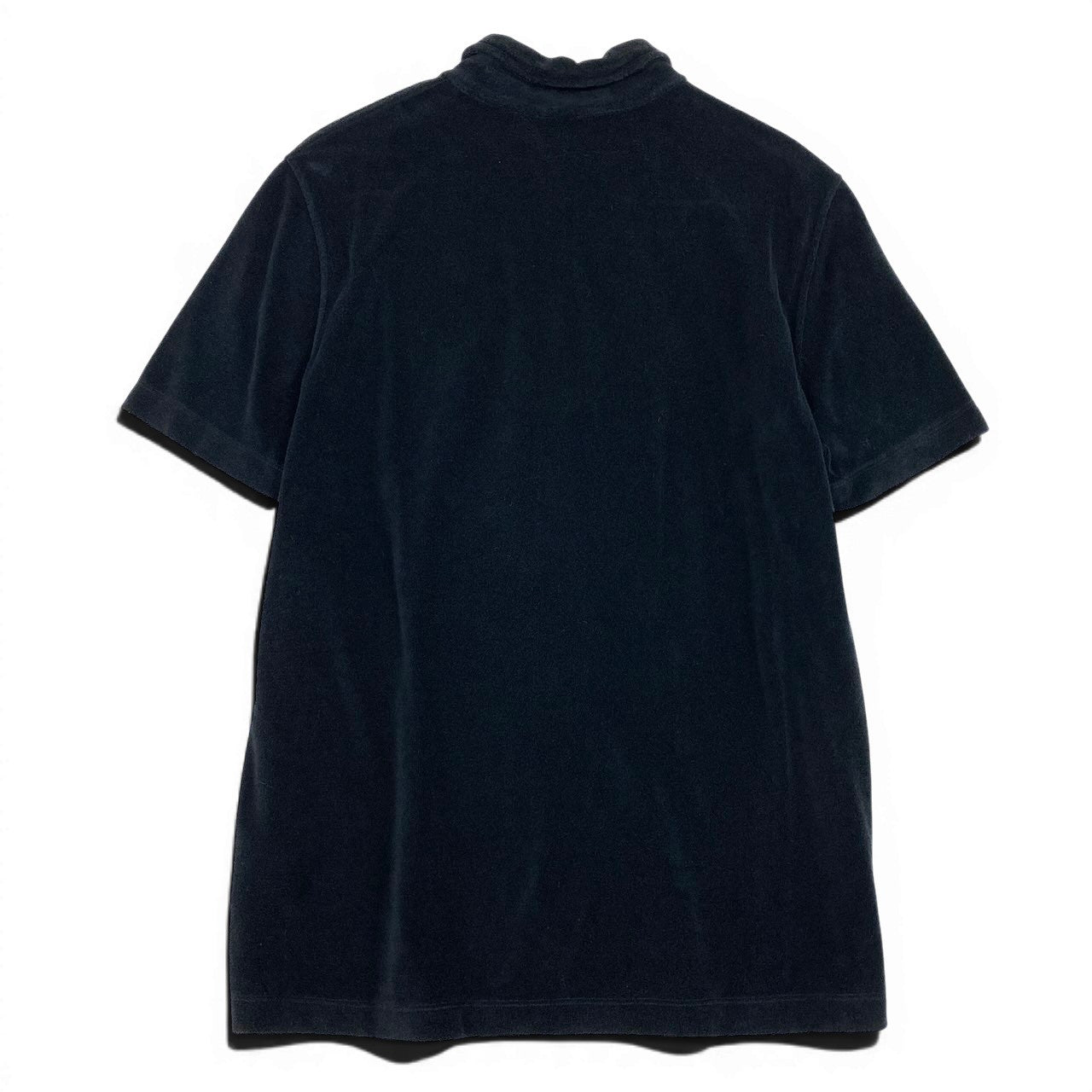 65d16 HERMES エルメス パイル生地 半袖ポロシャツ トップス イタリア製 サイズL ブラック コットン100％ メンズ 紳士服u02t