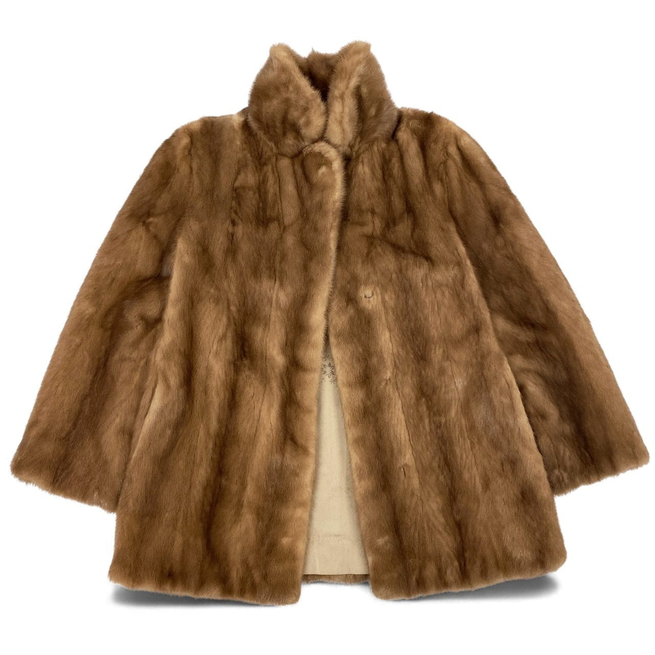 40L10 SAGA MINK サガミンク パステルミンク リアルファーコート サイズ11号 茶系 最高級本毛皮 MINK FUR 裏地刺繍デザインt18r