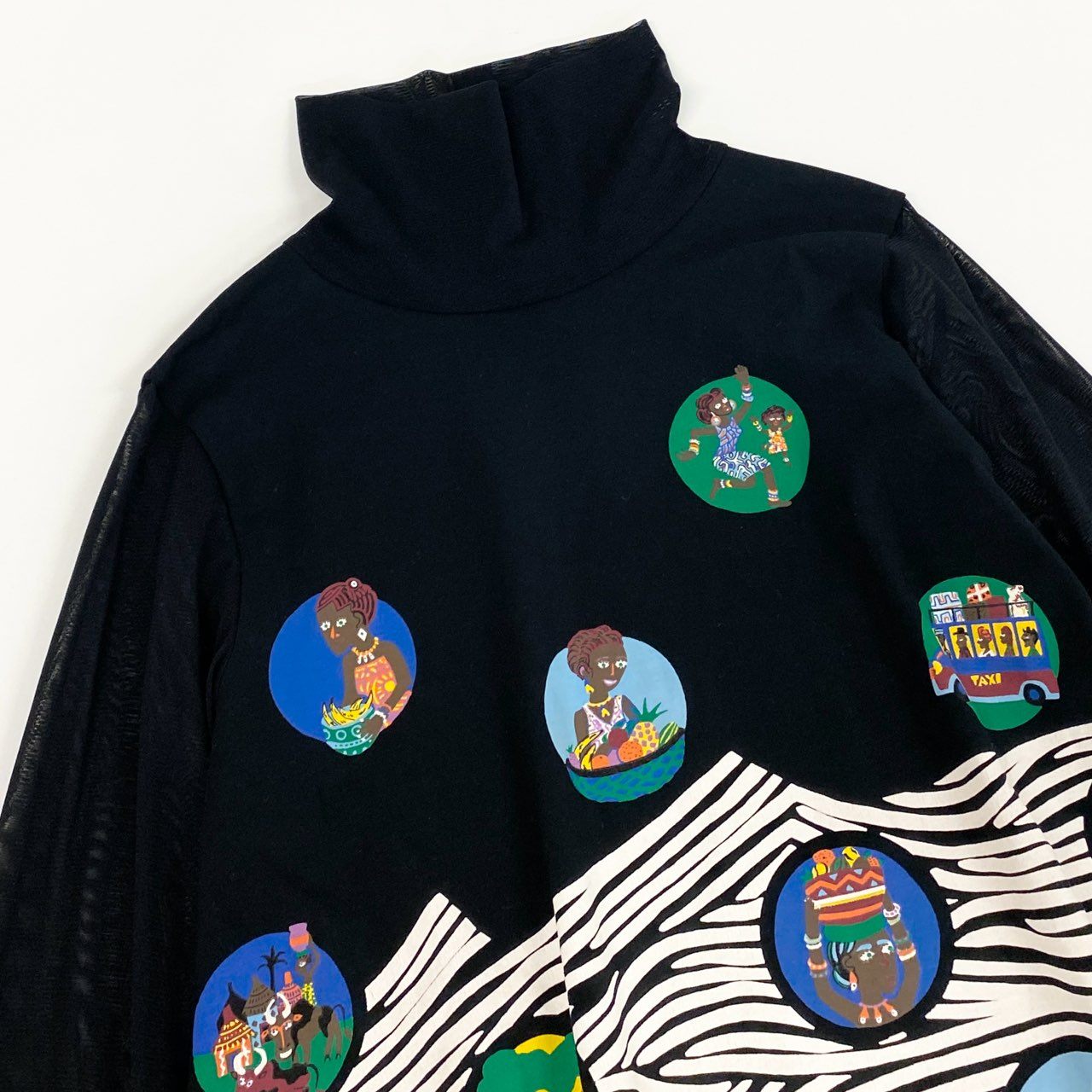 2k19 TOKUKO 1er VOL トクコプルミエヴォル チュニックワンピース トップス 袖シアー切替 ハイネック 9 ブラック レディースu02t