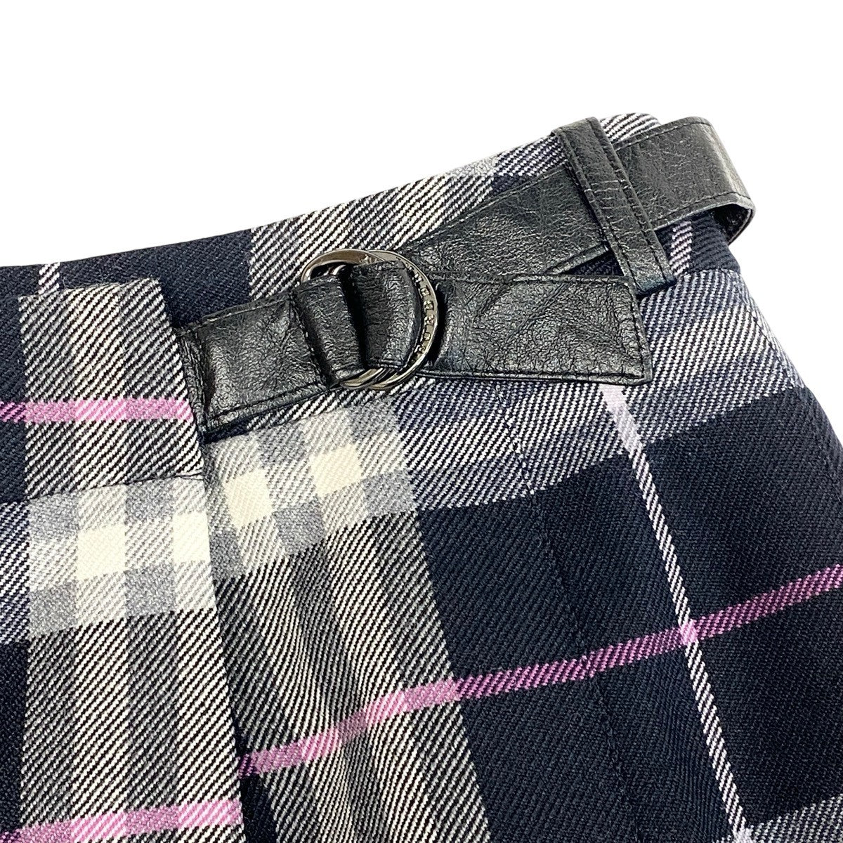 Ig10 BURBERRY LONDON バーバリーロンドン チェック柄 ラップスカート フレアスカート サイズ13 マルチカラー ウール100％ レディースta2