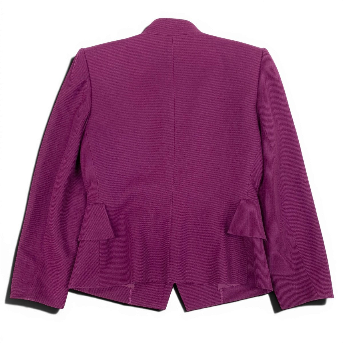 65f2 YVES SAINT LAURENT イヴサンローラン スタンドカラー ウールジャケット フォーマル サイズ36 パープル レディース 女性服o07t