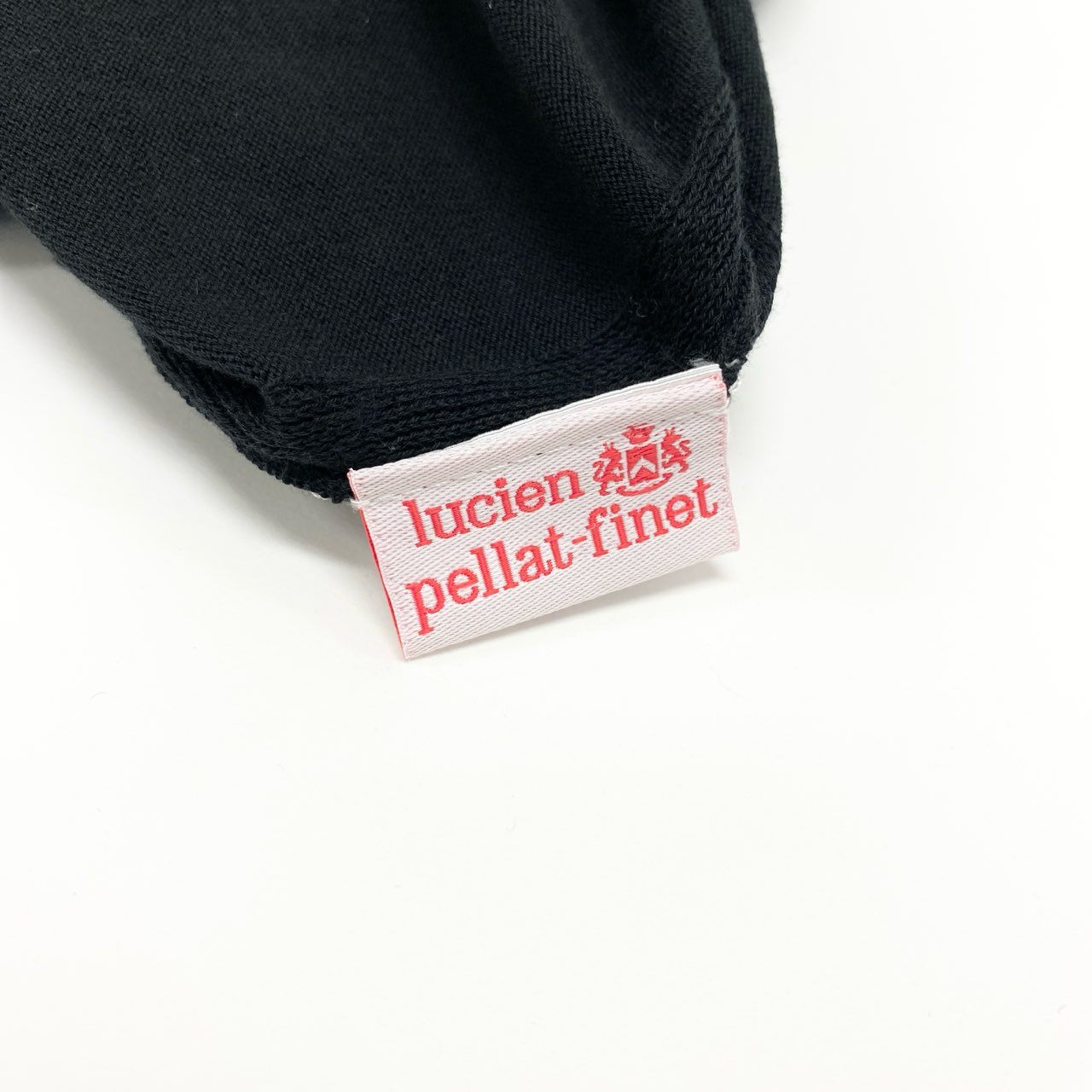 3l27 lucien pellat-finet ルシアンペラフィネ 半袖 ニットポロシャツ コットンニット ワンポイント刺繡 スカル メンズ 紳士服 L ブラック 綿100％k02i