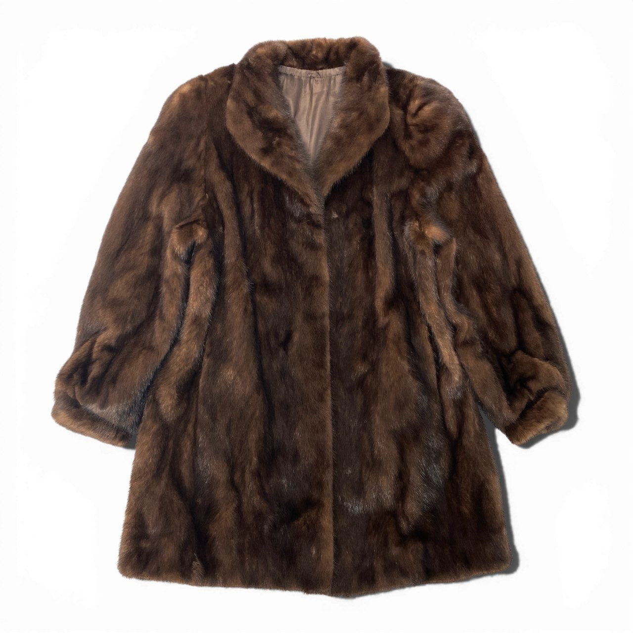 87c4 OSFUR デミバフミンク ファーコート サイズF ブラウン 本毛皮 Mink Fur Coat 毛質◎t18r