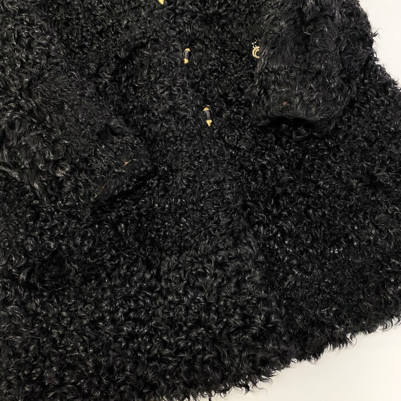 18c21 EMBA エンバ カルガンラム ロングファーコート サイズF ブラック 本毛皮 Real Fur Coat プードルファーt18r