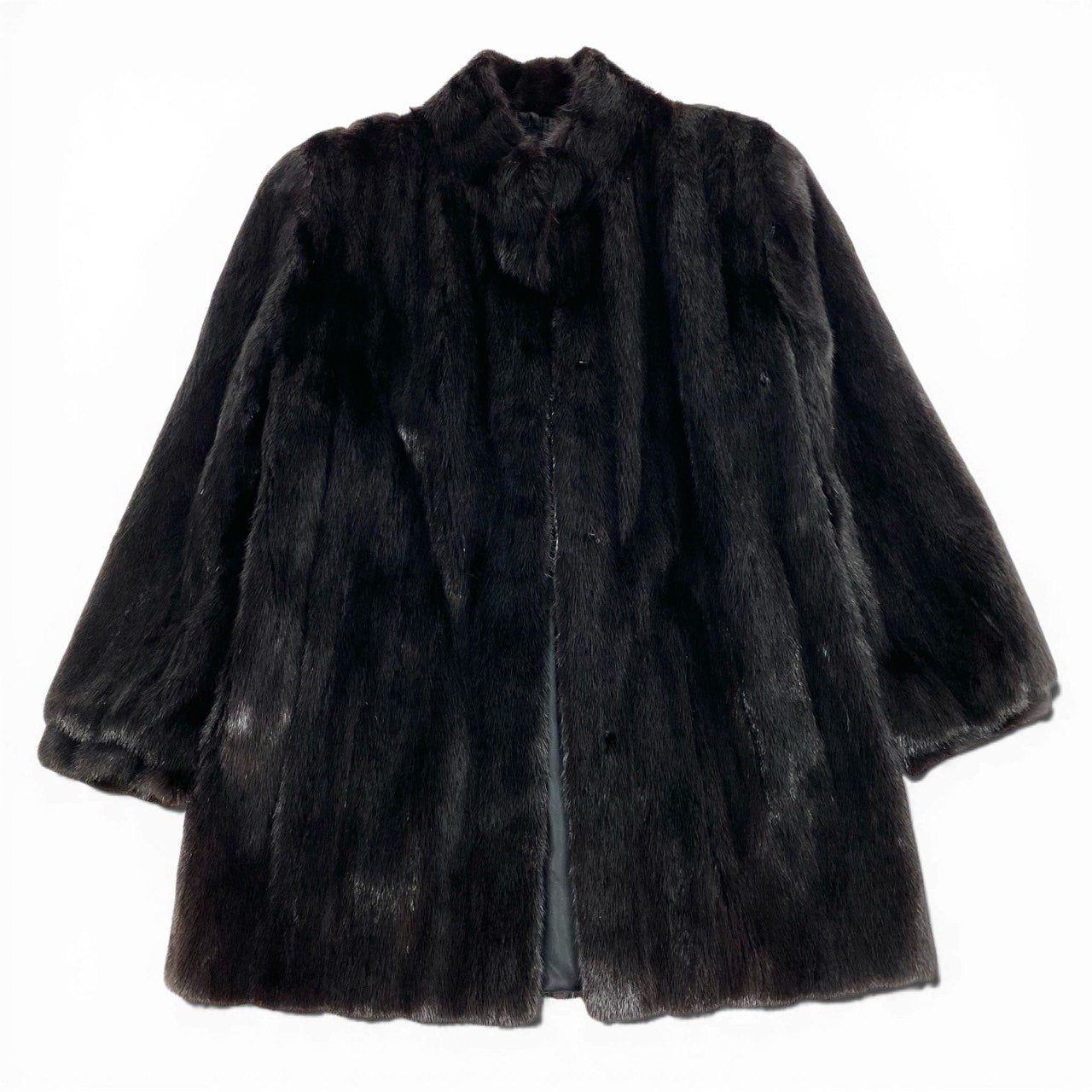 17a16 ダークミンク ロングコート サイズ11 Black ブラック 本毛皮 Dark Mink Fur Long Coatt18r