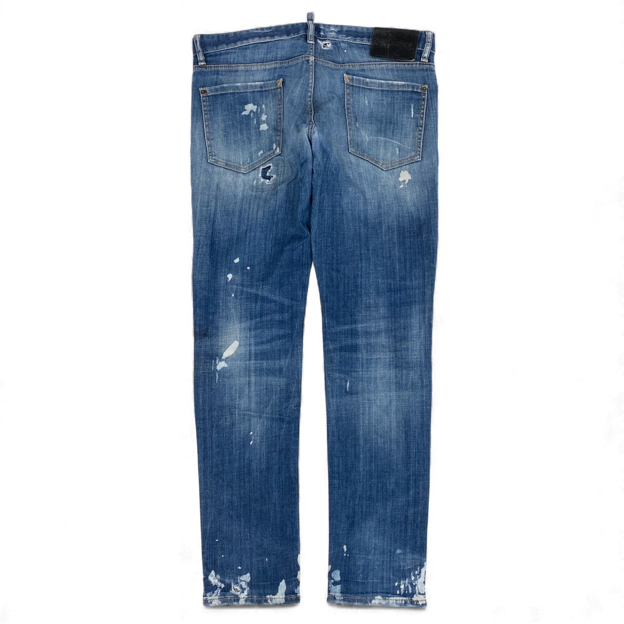39L15 DSQUARED2 ディースクエアード Slim Jean スリムデニム クラッシュデニム ダメージ リペア加工 S71LD0240 S30342 50サイズ インディゴ メンズo07t