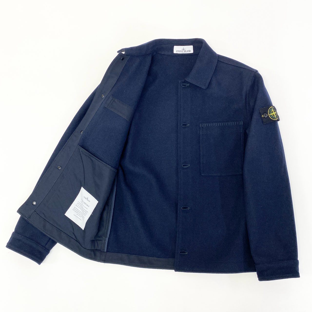 85a16 STONE ISLAND ストーンアイランド 2023AW メルトンウール シャツジャケット サイズS ネイビー メンズ 男性用 アウターk02i