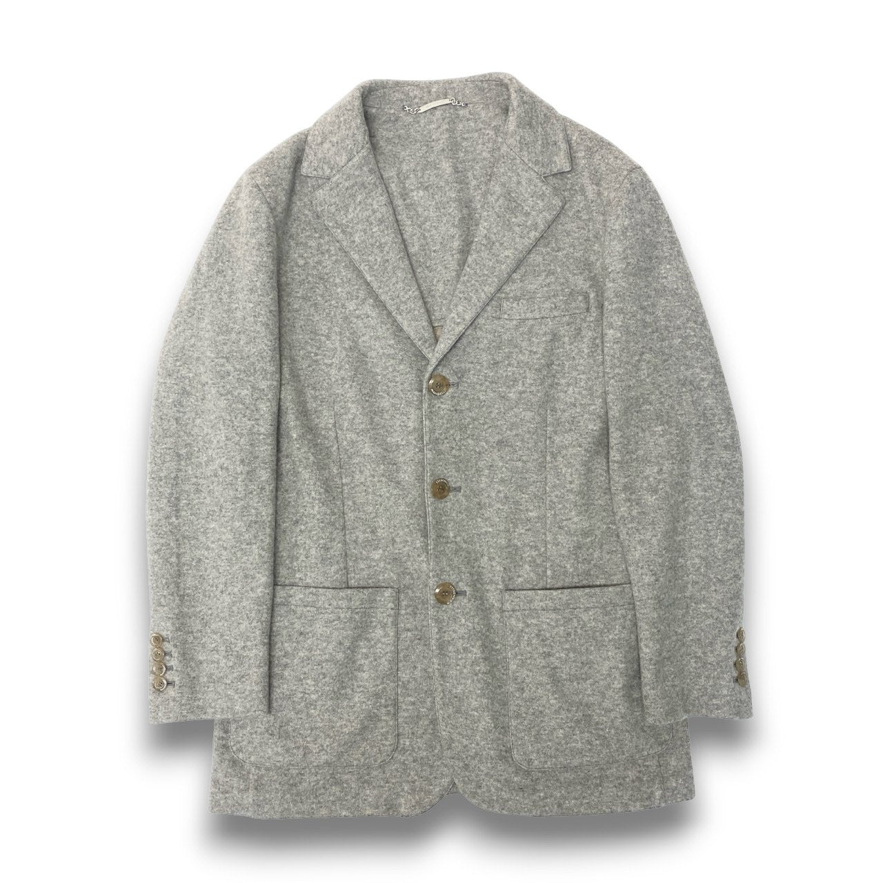 36c10【美品】ENRICO MANDELLI エンリコマンデッリ カシミヤテーラードジャケット ブレザー アウター 50サイズ グレー メンズ 男性用o07t