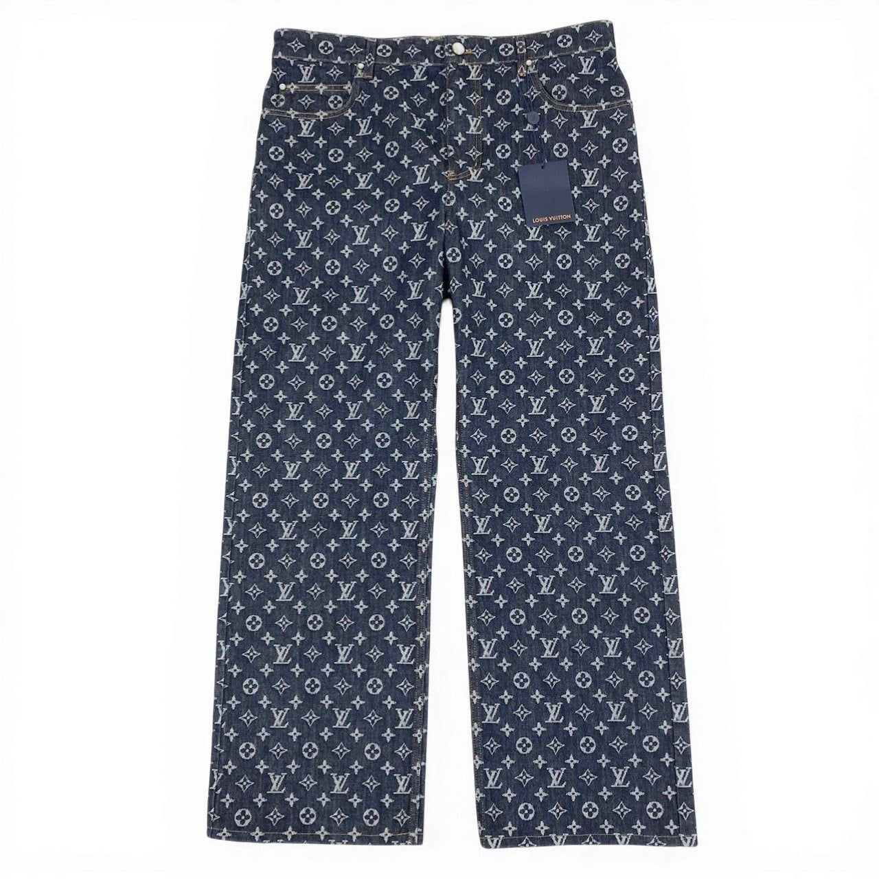 d2 《未使用品》 LOUIS VUITTON ルイヴィトン 24AW モノグラム ジャガード デニムパンツ Monogram Jacquard Denim Pants サイズ34 インディゴブルー タグ付t18r