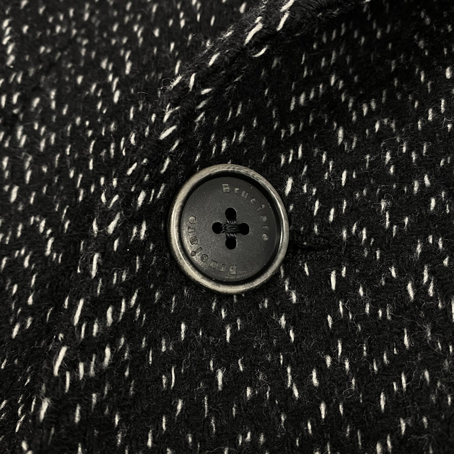 36L19 Bruciare ブルチアーレ ダブルブレストジャケット ヘリンボーン Bottoli ボットーリ生地 44 ブラック メンズ 紳士服o07t