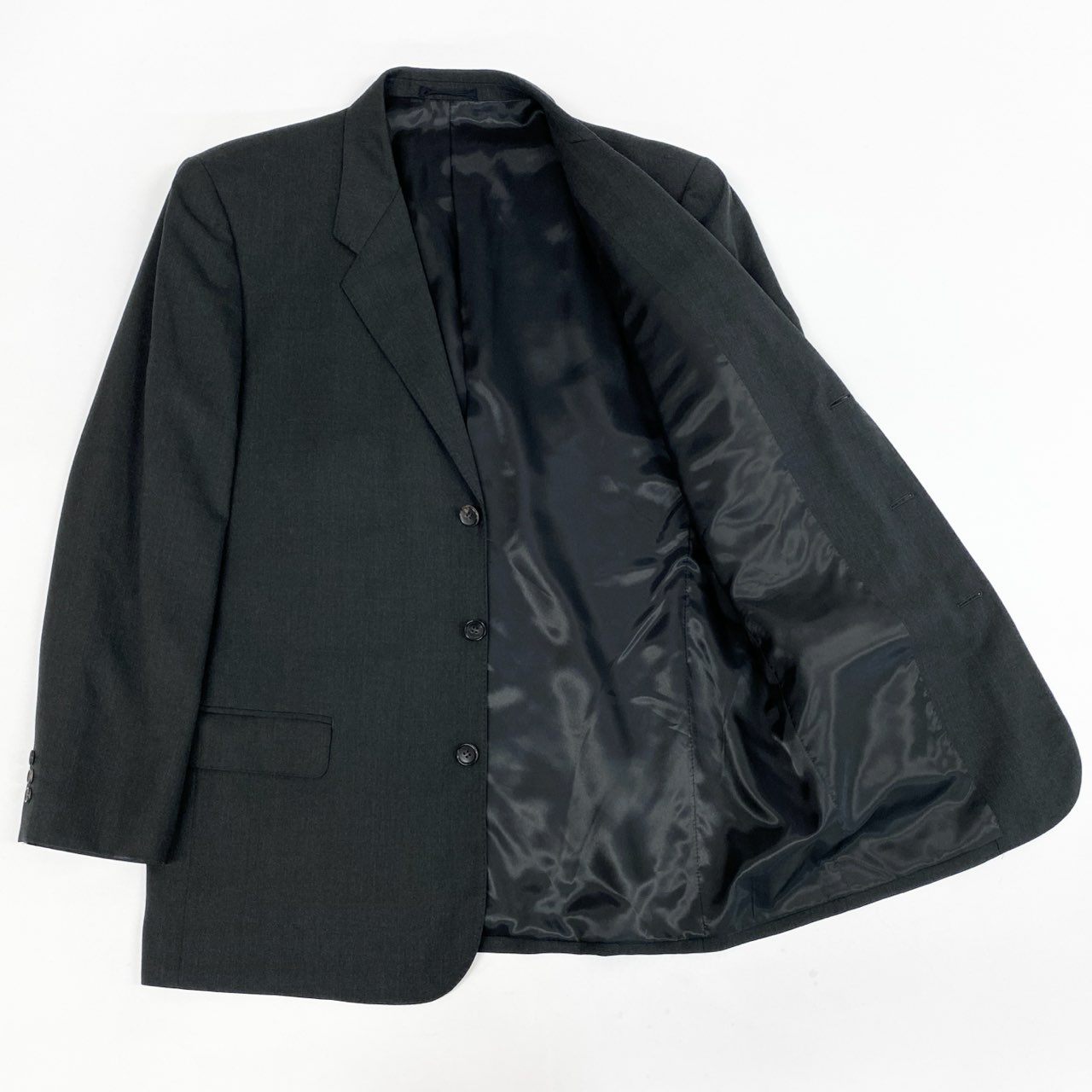 68L11 Papas パパス シングルスーツ セットアップ 総裏地 ジャケット50 ボトム54 グレー ウール メンズu02t