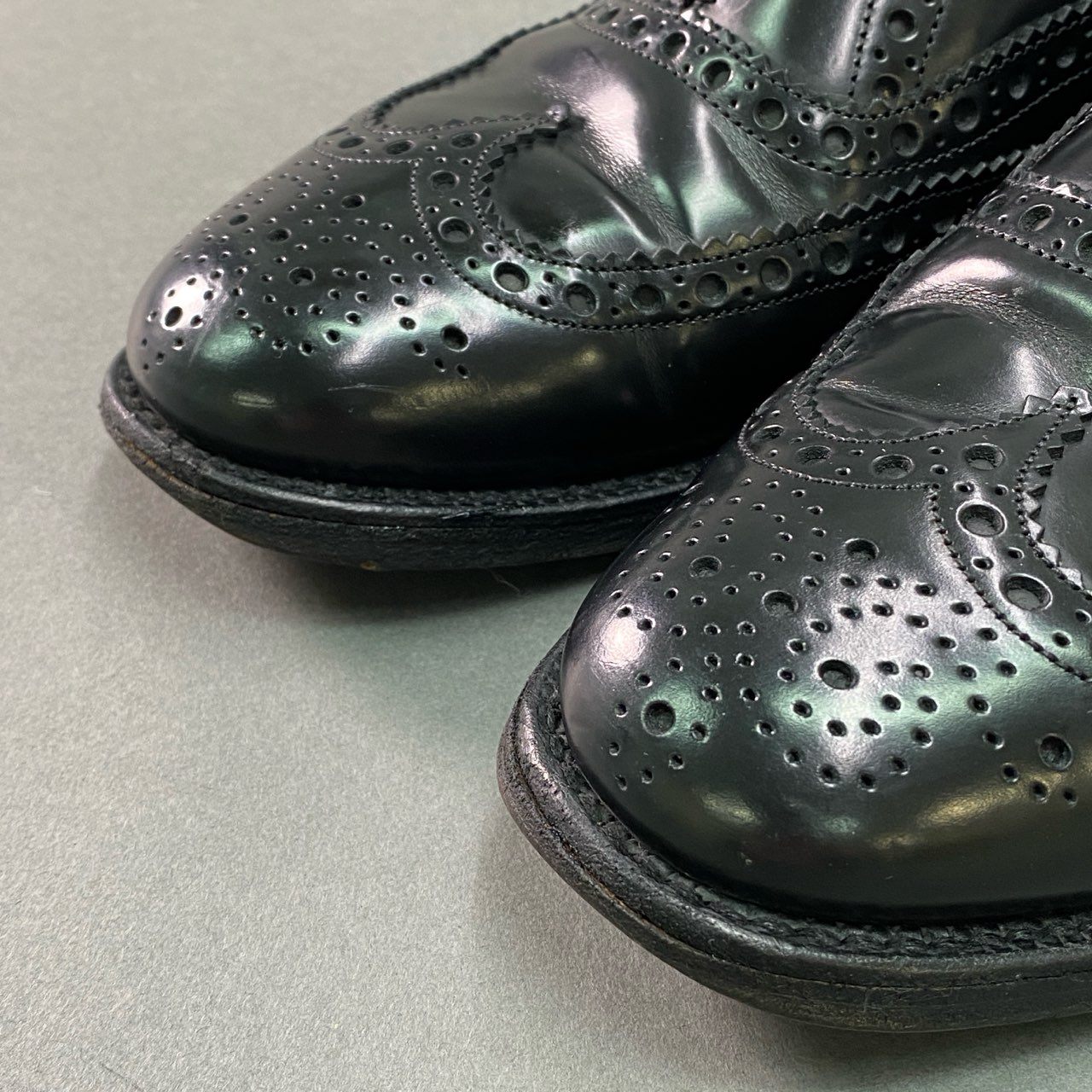 1g8 Scotch Grain スコッチグレイン BURWOOD インペリアルフランス ウイングチップ ドレスシューズ 6.5 ブラック レザー メダリオン