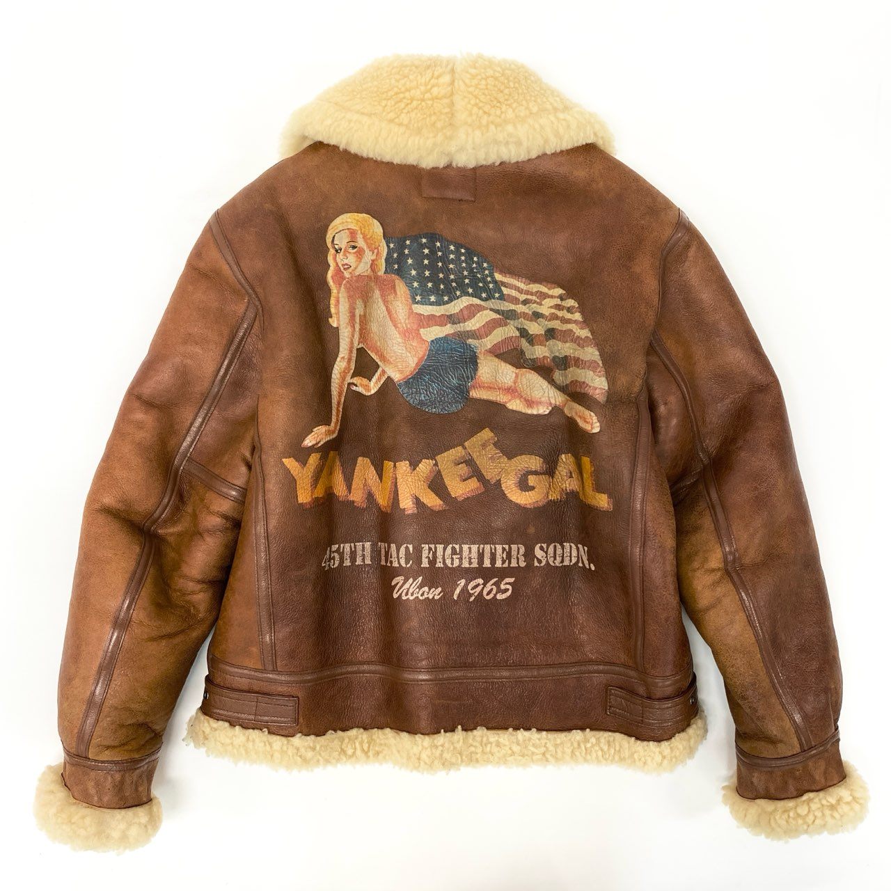 35j22 AVIREX アヴィレックス B-3 ヤンキーギャル ボア フライトジャケット 6151094 38 ブラウン YANKEE GAL ムートン アメカジt18r