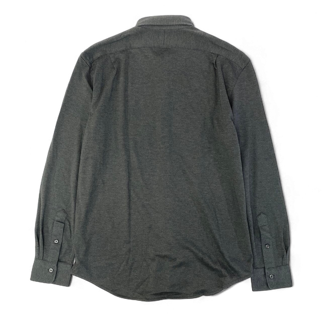 20d30 POLO RALPH LAUREN ポロラルフローレン KNIT DRESS SHIRT ニットドレスシャツ ロングスリーブシャツ ポニー刺繍 サイズL/G ダークグレー コットン100％ メンズ 紳士服u02t
