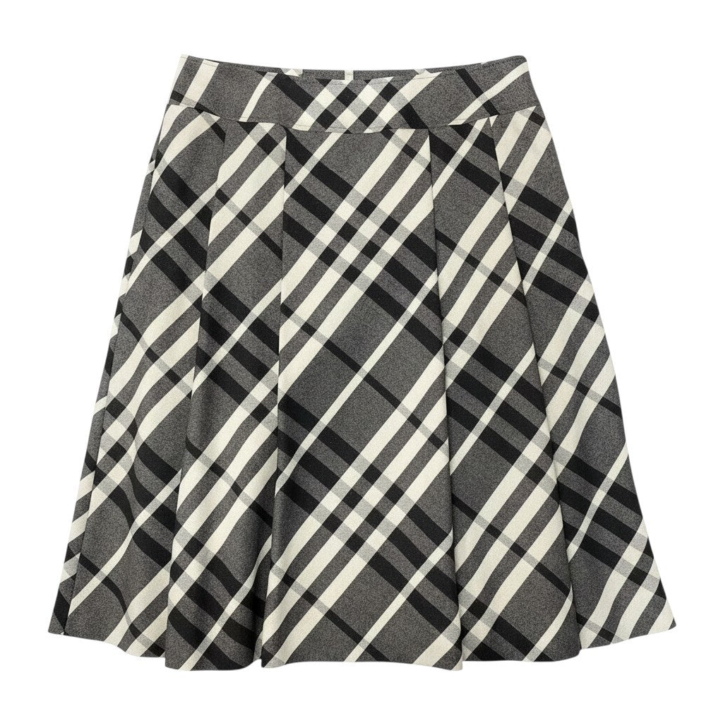 80e12 BURBERRY LONDON バーバリー ロンドン タックプリーツ チェックスカート サイズ46 グレー 大きいサイズ レディースt18r