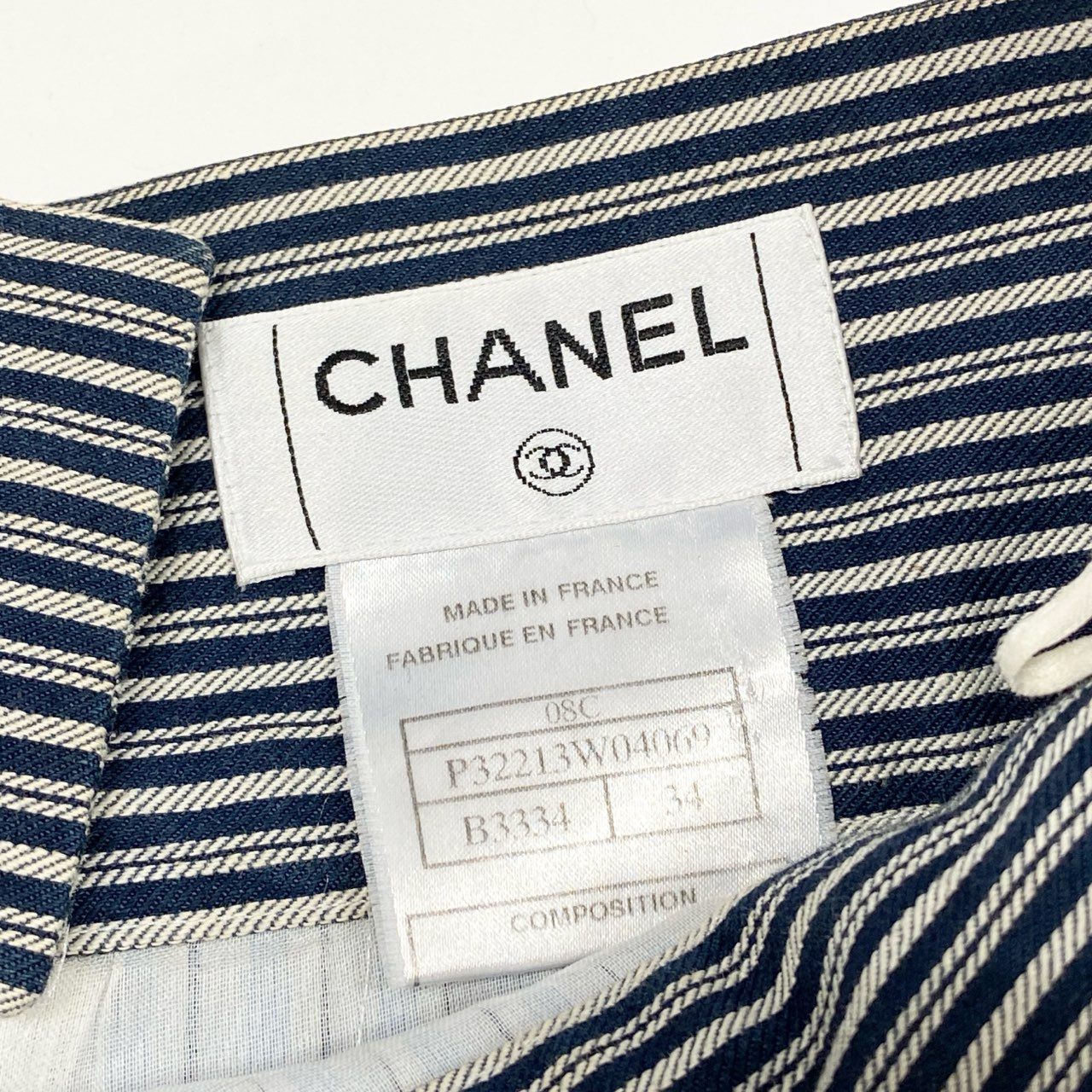 Cb9 《美品》 CHANEL シャネル 2008 クルーズライン タックプリーツスカート フレアスカート P32213 34 ブルー コットン レディースta1