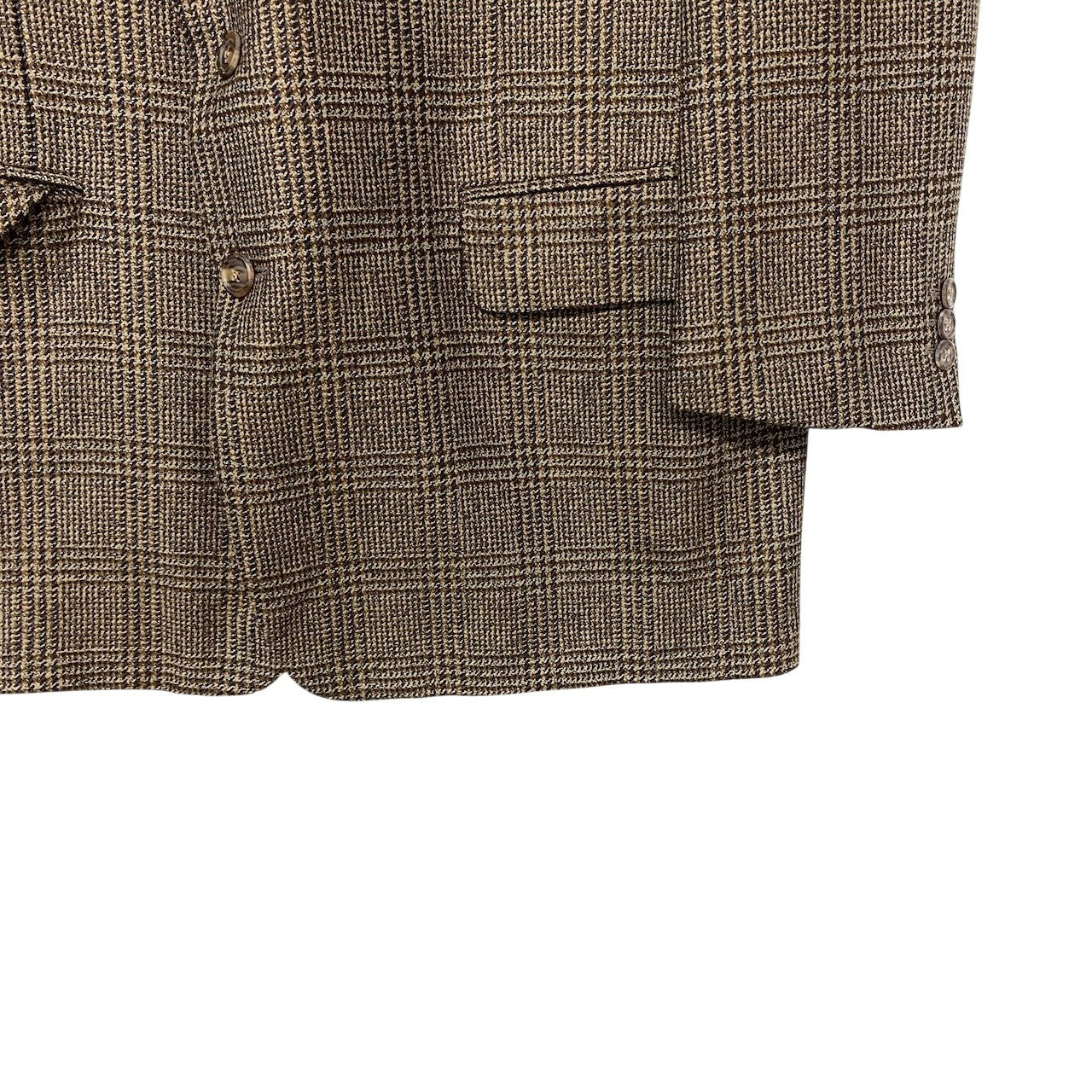 54h21 Ermenegildo Zegna エルメネジルドゼニア TAGLIO ESCLUSIVO テーラードジャケット グレンチェック カシミヤ混 サイズ54 ブラウン ネイビー メンズ 紳士服o07t