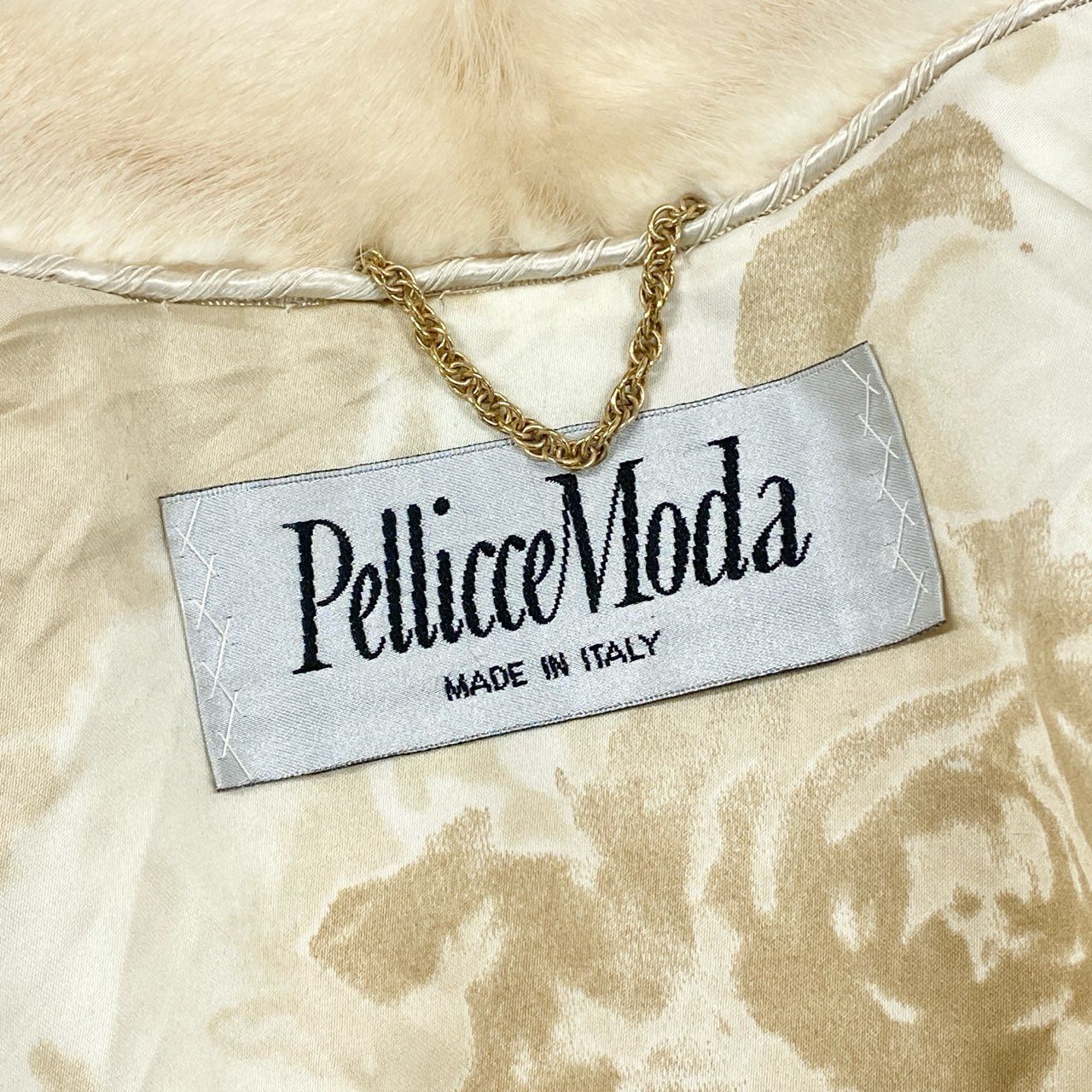 48k2《超希少》 Pellicce Moda ペリーチェモーダ パールミンク フラワーカービングデザイン 超ロングコート 120cm ホワイト 最高級本毛皮 MINK FURt18r