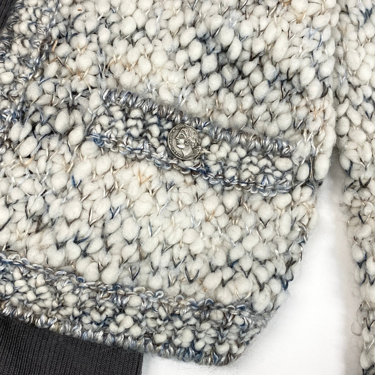 Cg10 【美品】CHANEL 2016年 シルクウール ドッキングドレス P54439 34サイズ グレー系 ウール100％ レディース 女性用ta1