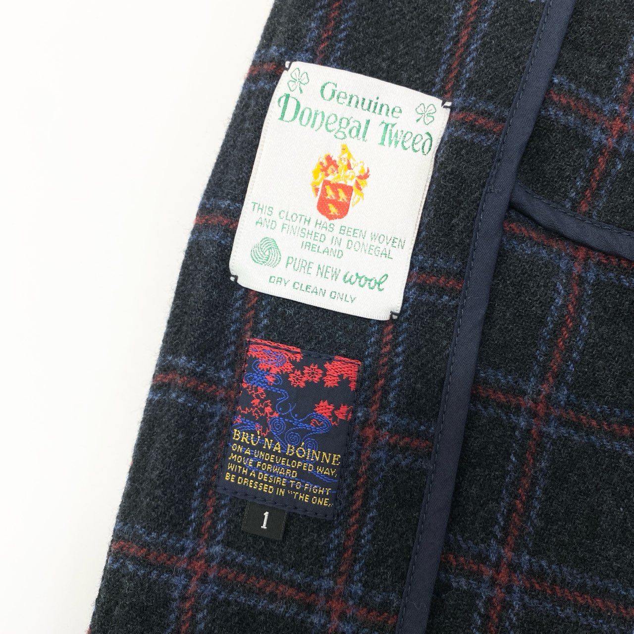 17c7 BRU NA BOINNE ブルーナボイン ドネガルツイード チェック柄 ツイードコート サイズ1 メンズ アウター 羽織k02i