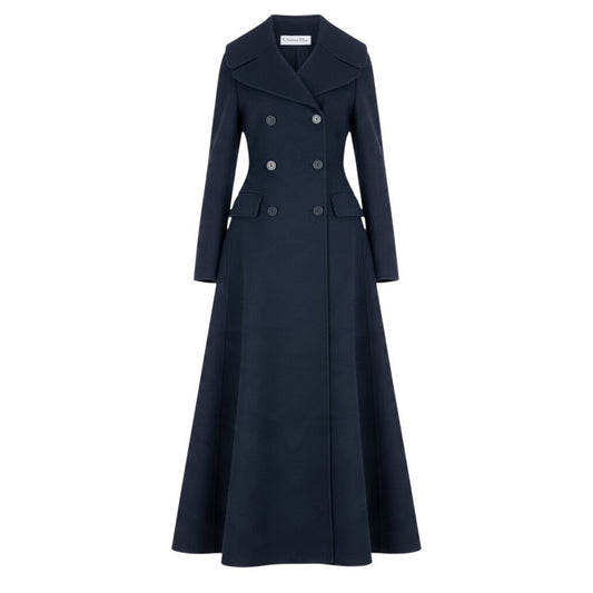 Ej21 【未使用タグ付】 Christian Dior クリスチャンディオール 2019aw ダブルブレスト ロングコート 940M25A0005 サイズ36 ネイビー カシミヤ100％ レディースu02t