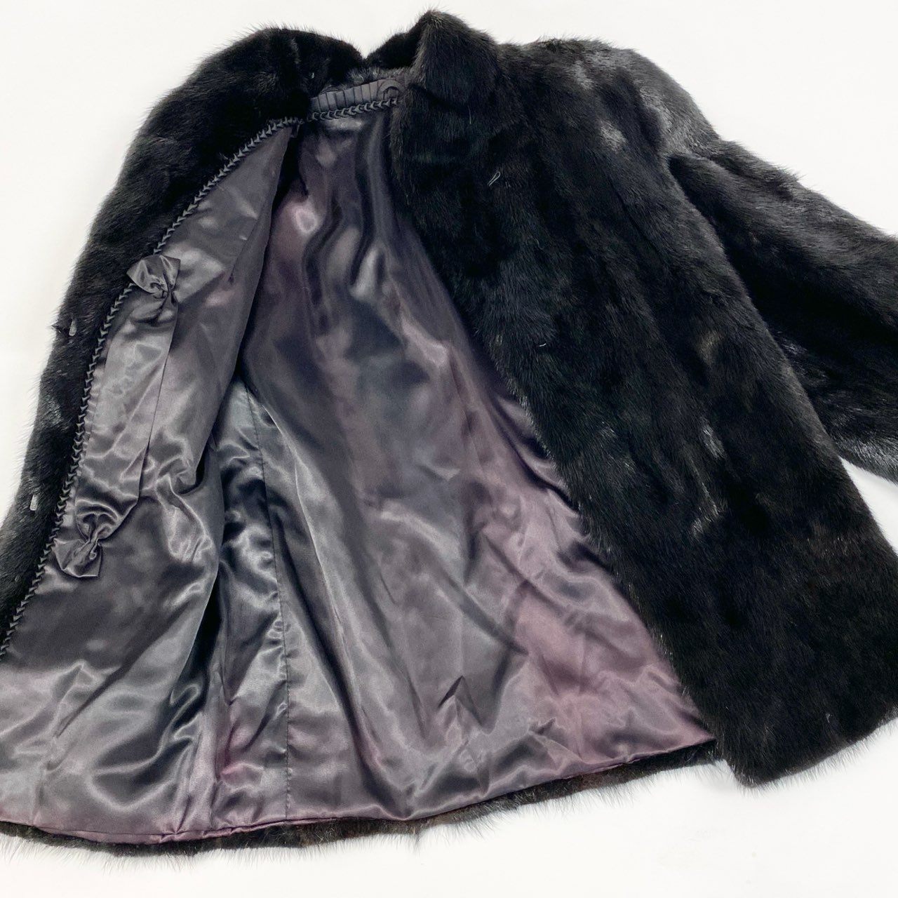 16a21 SAGA MINK サガミンク 銀サガ ダークミンク ファーコート サイズ13 ブラック 最高級本毛皮 Black Mink Fur Coatt18r