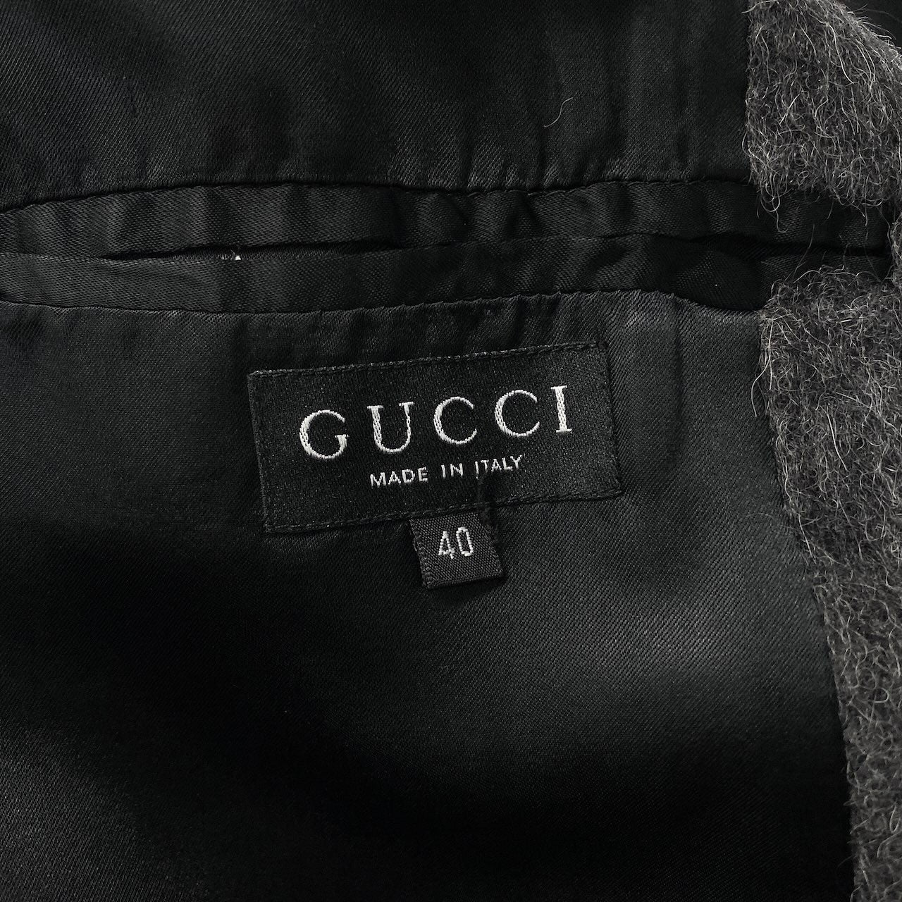 49d5 GUCCI ヴィンテージ グッチ バンブー オーバーコート フーディコート アルパカ100 サイズ40 グレー ユニセックスk02i