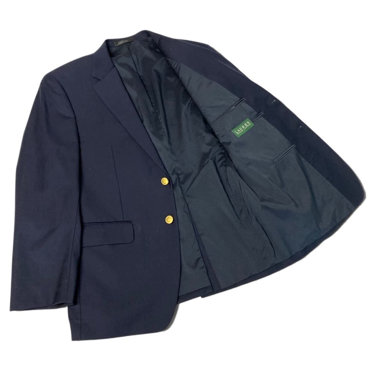 30j27 LAUREN RALPH LAUREN ローレンラルフローレン テーラードジャケット 紺ブレ 金ボタン ネイビー メンズo07t