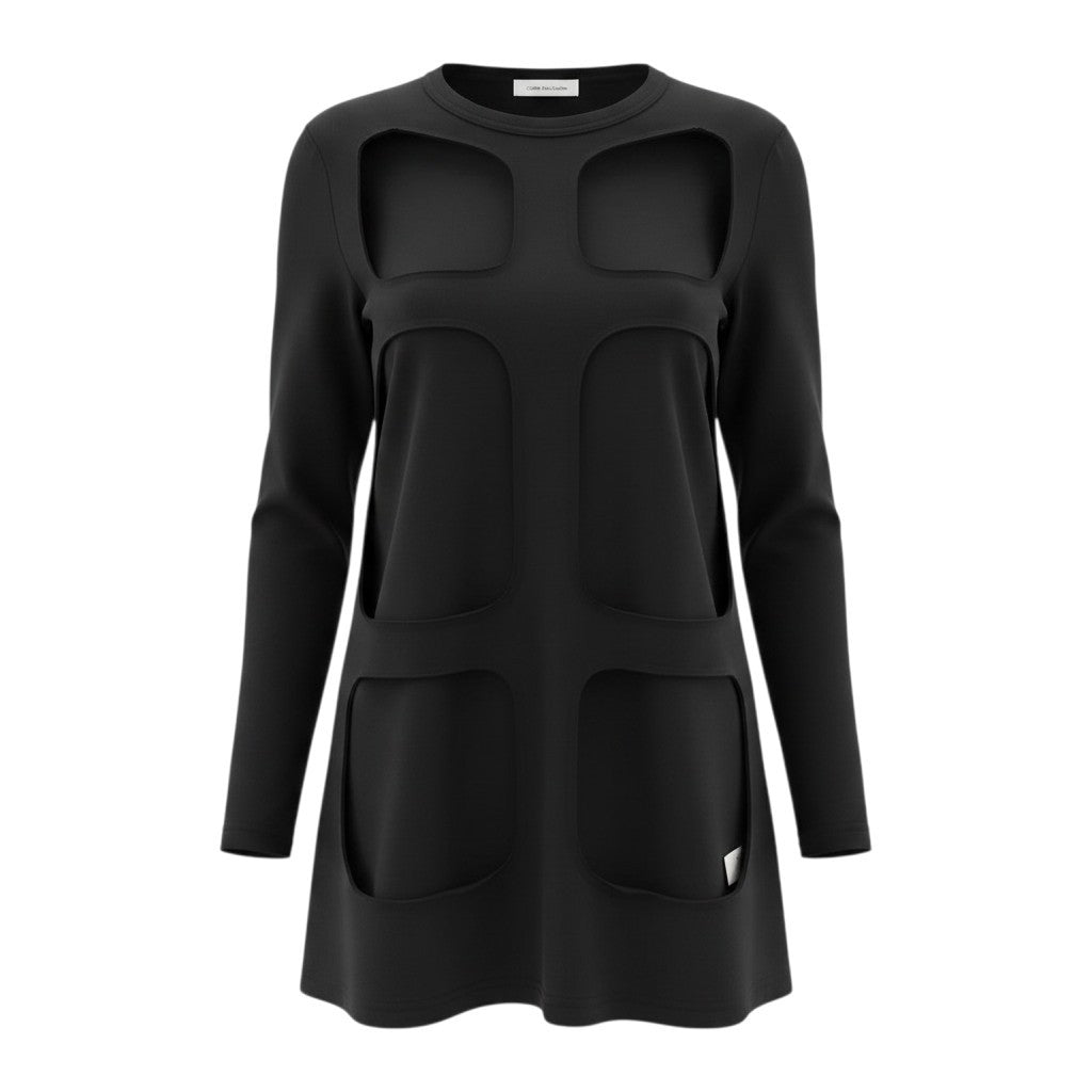 Ag3 COMME des GARCONS コムデギャルソン カッティング ウールトップ Deconstructed Cut-Out Jersey Top サイズM ブラックt18r