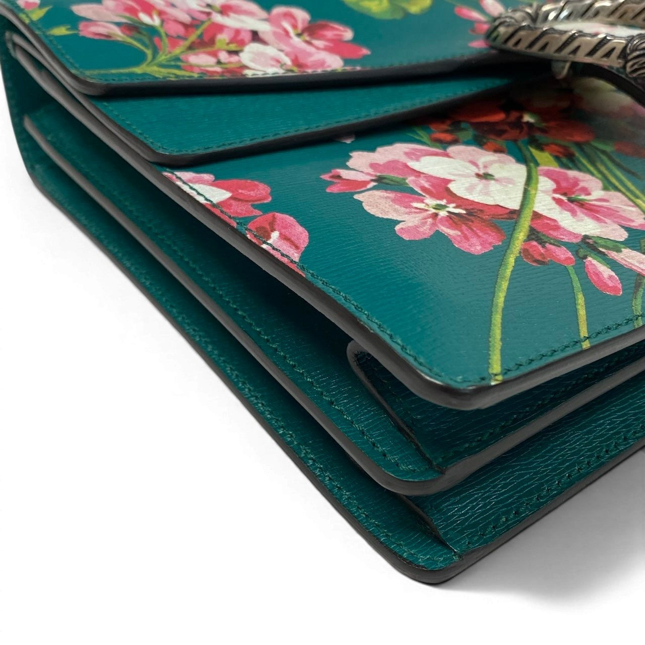 e4 《極美品》定価34万 GUCCI グッチ 定価34万 デュオニソス フラワー ショルダーバッグ Dionysus Flower Large Shoulder Bag グリーンt18r