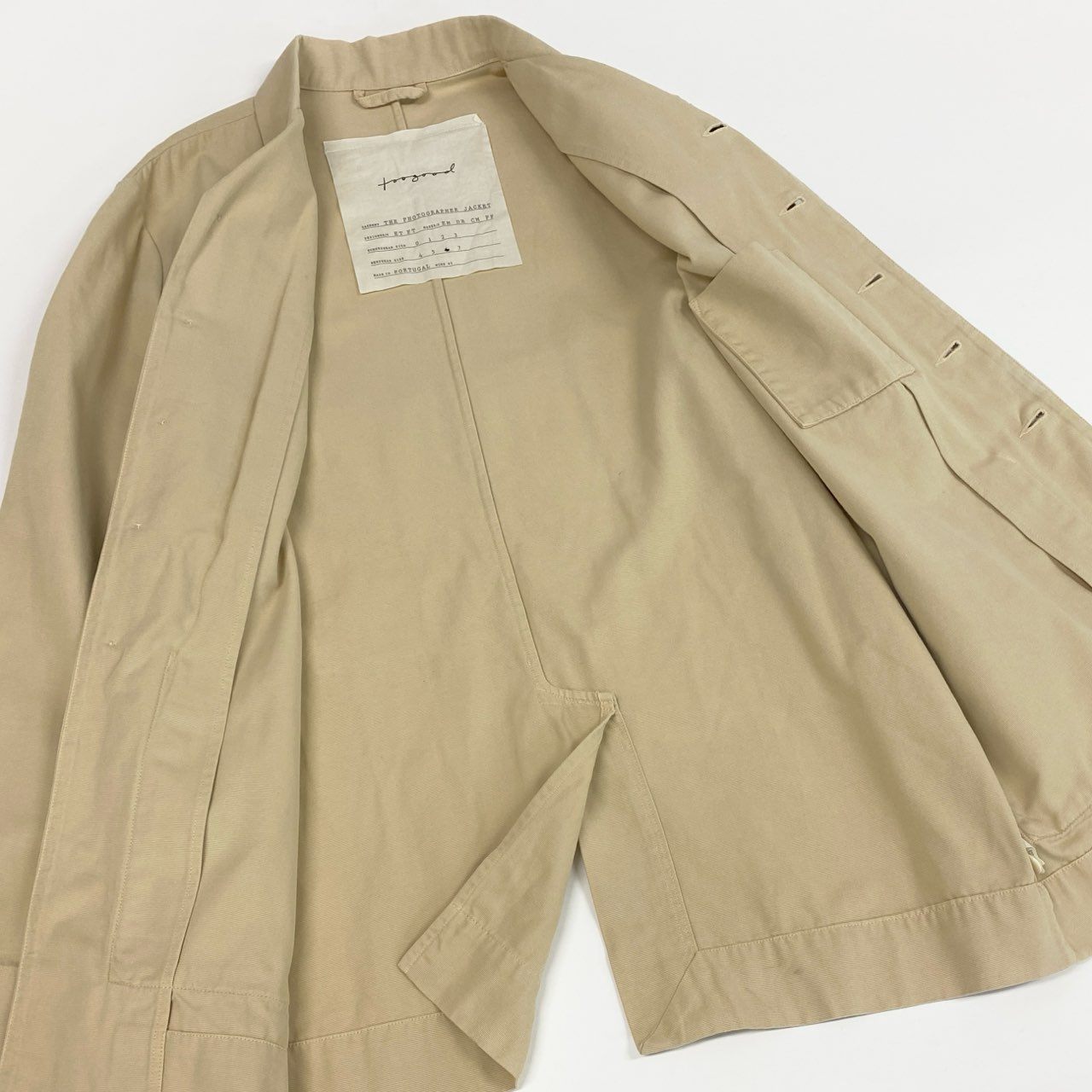 32j3 Toogood トゥーグッド The Photographer Jacket フォトグラファージャケット  6 Lサイズ相当 ベージュ コットン メンズo07t