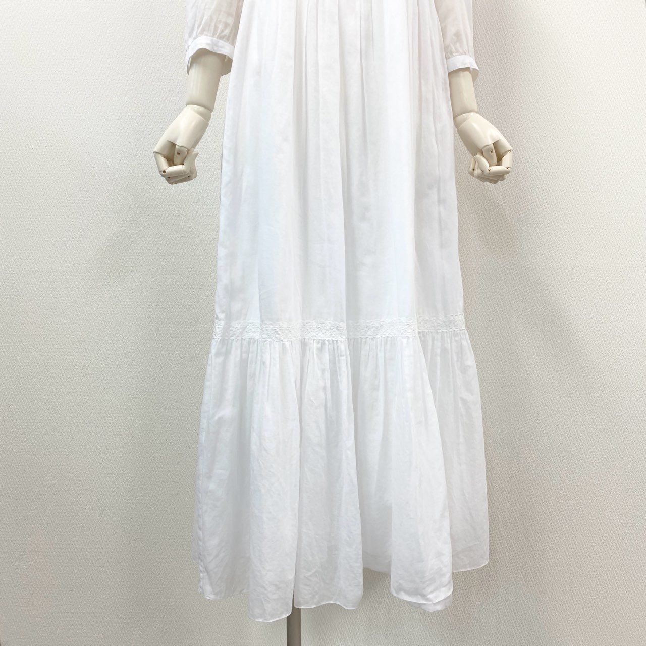 4k23 CELINE セリーヌ  コットンツイル マカダムボタン マキシドレス MAXI DRESS ワンピース サイズ36 ホワイト レディースk02i