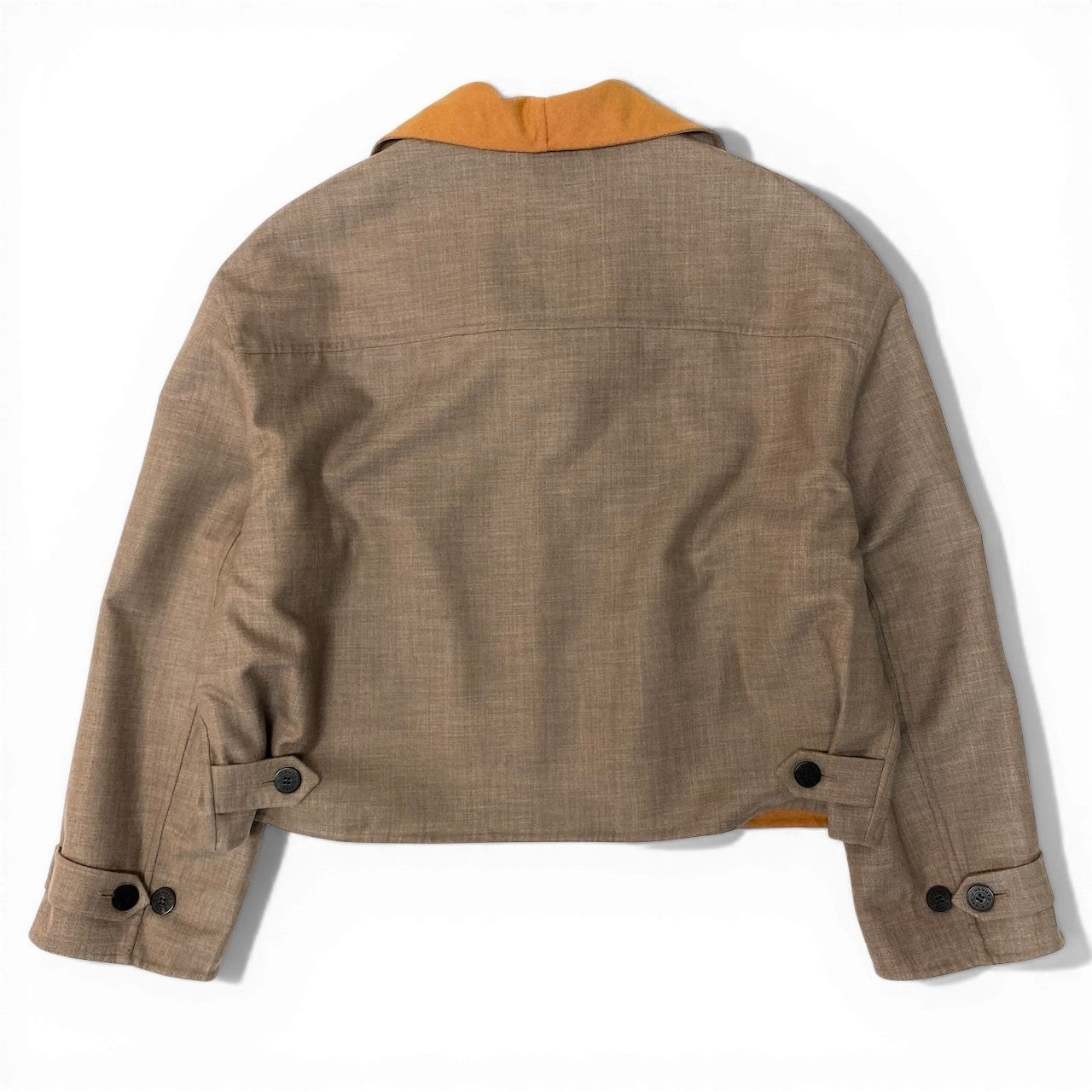 E HERMES エルメス 2023 ジップアップ カシミヤ ウール ハイネック ジャケット 40 ベージュ イエロー  レディースnu1