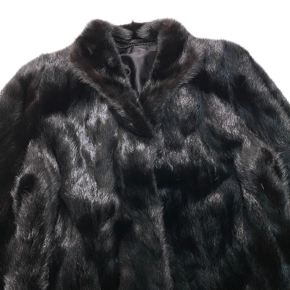 92h8 SAGA MINK サガミンク 銀サガ 逆毛 ダークミンク ファーコート サイズ13 ブラック 最高級本毛皮 Mink Fur Coatt18r