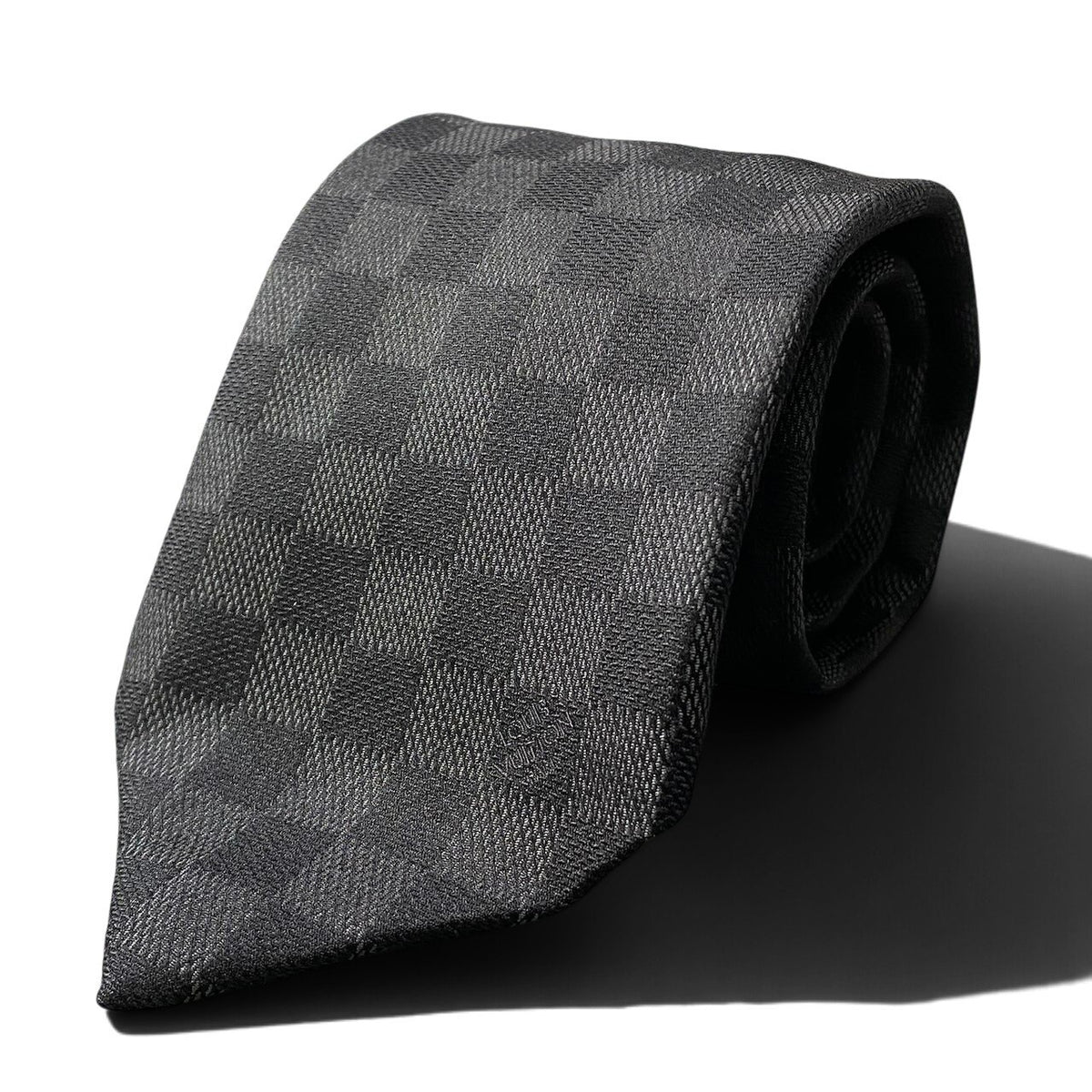 j19 《美品》 LOUIS VUITTON ルイヴィトン ダミエ ネクタイ ブラック シルク100 メンズ 小物u02t