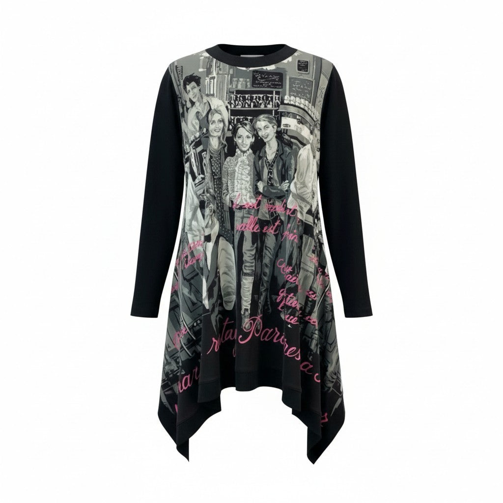 2k19《美品》 TOKUKO 1er VOL トクコプルミエヴォル 長袖ワンピース ロングワンピース 20周年限定モデル Aライン 変形デザイン 9 ブラック レディースu02t