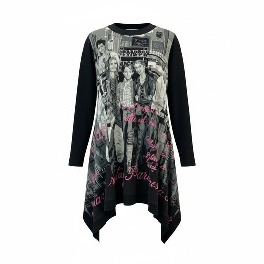 2k19《美品》 TOKUKO 1er VOL トクコプルミエヴォル 長袖ワンピース ロングワンピース 20周年限定モデル Aライン 変形デザイン 9 ブラック レディースu02t