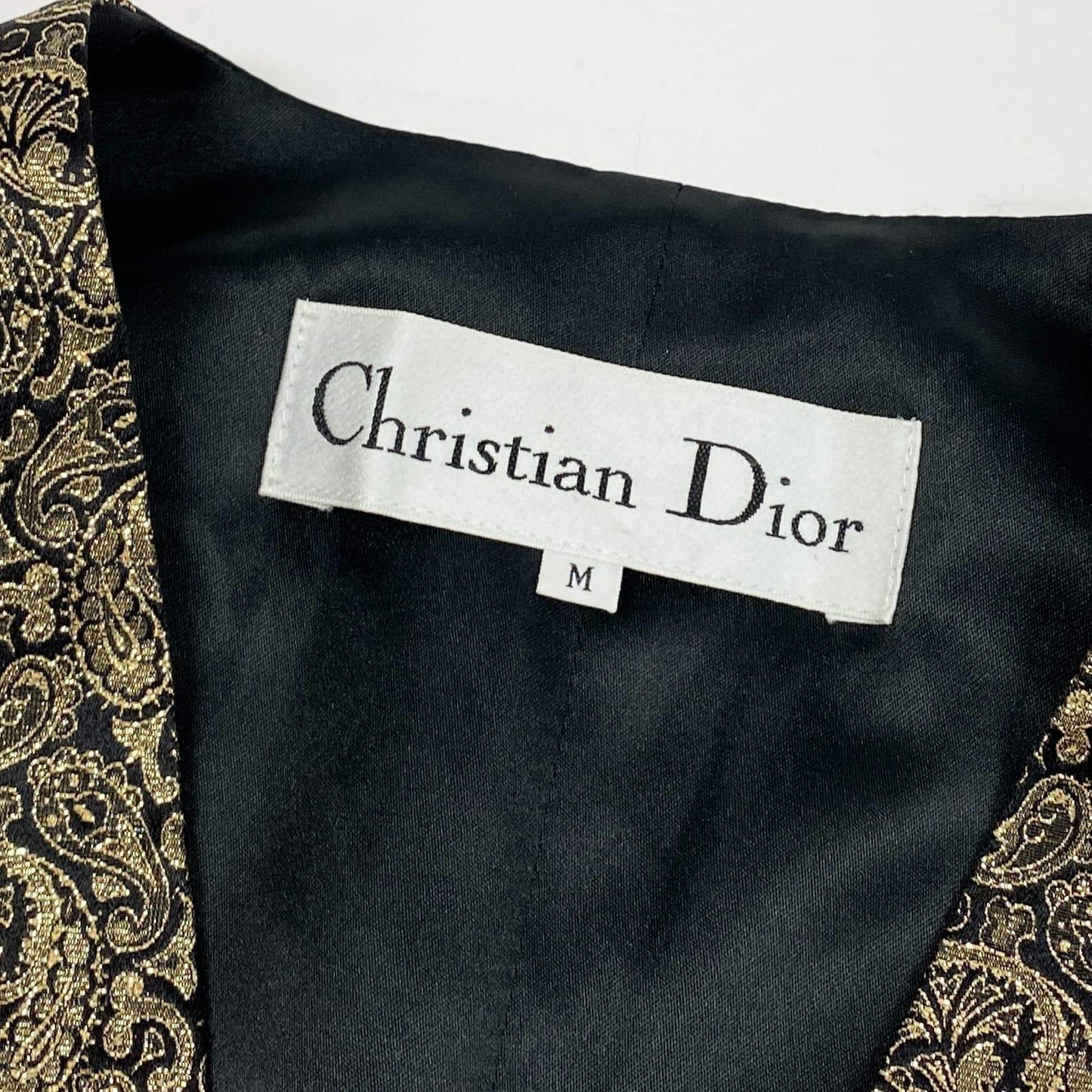 Ab23 Christian Dior クリスチャンディオール 総柄 ジレベスト トップス 装飾ボタン Ｍ ゴールド レディースu02t