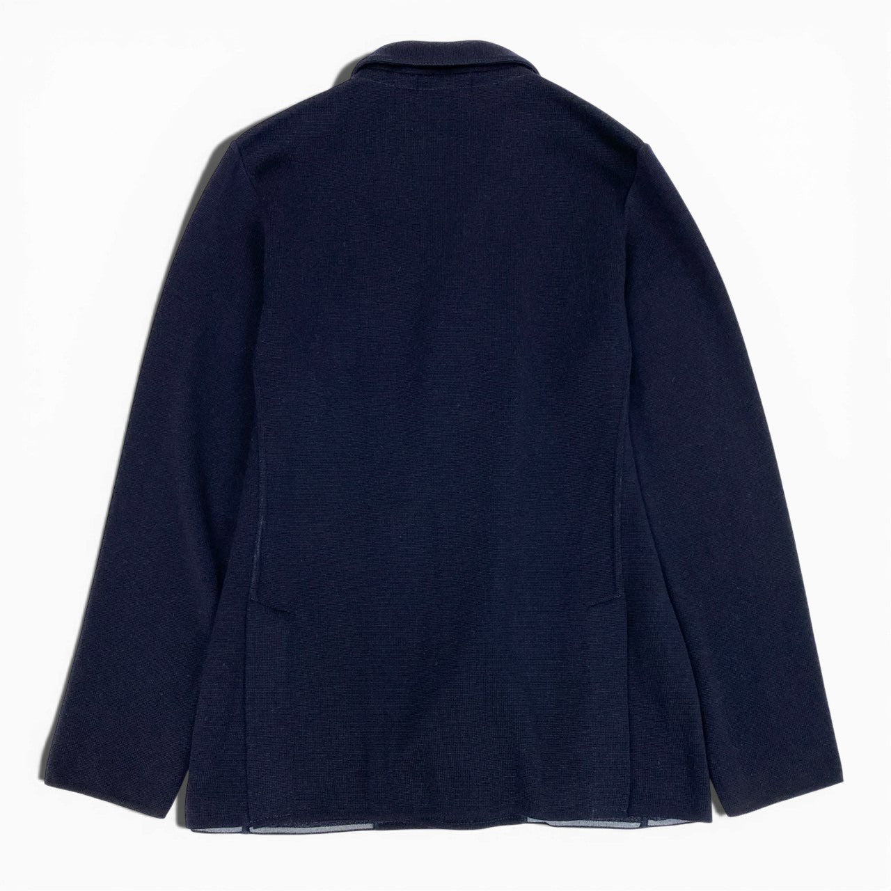 65a14【美品】 LARDINI ラルディーニ 近年 ハイゲージニット ジャケット ウールニット ダブルブレスト メンズ 紳士服 イタリア製 サイズM ネイビー ウール100％u02t