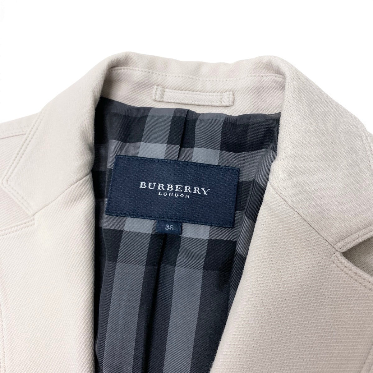 Ig9 BURBERRY LONDON バーバリーロンドン テーラードジャケット ストレッチ サイズ38 ライトベージュ レディース フォーマルo07t